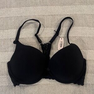 Victoria's Secret Black Lace Racerback Front Closure Bra 36C NWT